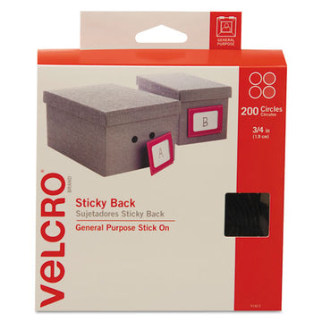 VELCRO® Brand Sticky-back Fasteners, Removable Adhesive, 0.75" Dia, Black, 200-box freeshipping - TVN Wholesale